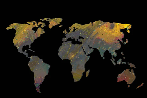 黒の背景に大まかに概説された世界地図 — ストック写真