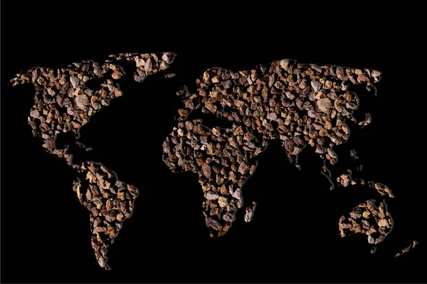 Περίπου σκιαγραφείται Παγκόσμιος Χάρτης σε μαύρο φόντο — Φωτογραφία Αρχείου