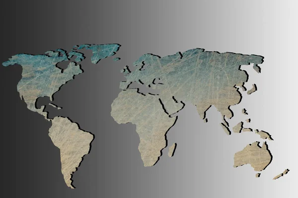 Mapa do mundo aproximadamente delineado com fundo de parede — Fotografia de Stock