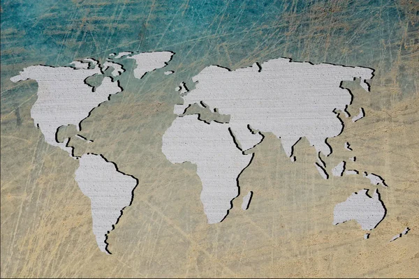 Mapa del mundo esbozado con fondo de pared — Foto de Stock