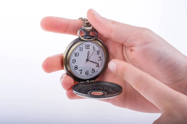Карманные часы в руке — стоковое фото