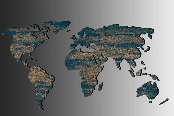 Mapa do mundo aproximadamente delineado com fundo de parede — Fotografia de Stock