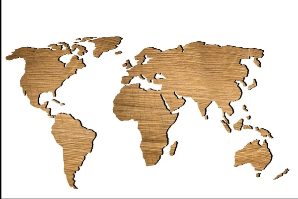 Roughly sketched out world map with wooden filling — Stock Photo, Image