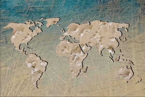 Roughly outlined world map with cracked background — Stock Photo, Image