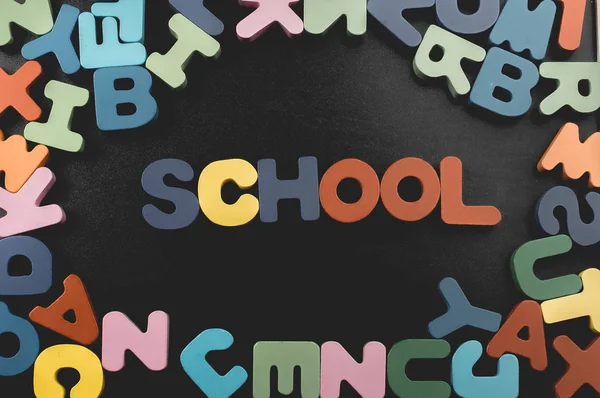 Shool wording and Colorful Letters made of wood