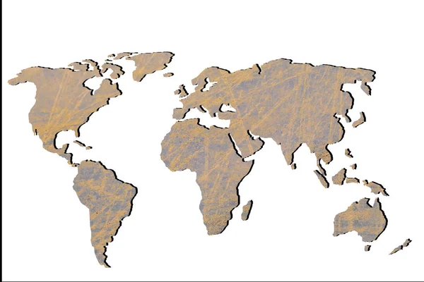 Roughly outlined world map with wall background — Stock Photo, Image