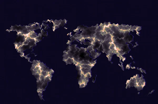 Mapa do mundo aproximadamente delineado com padrões de preenchimento — Fotografia de Stock