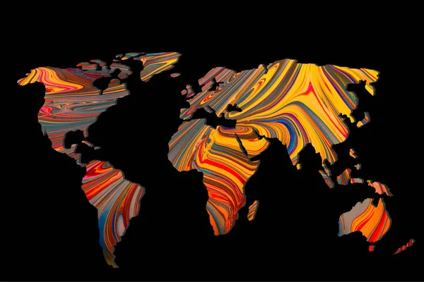 Mapa do mundo aproximadamente delineado sobre fundo preto — Fotografia de Stock