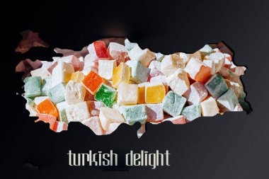 Kabaca özetlenen Türkiye Haritası Türk lokumu ile doldurma