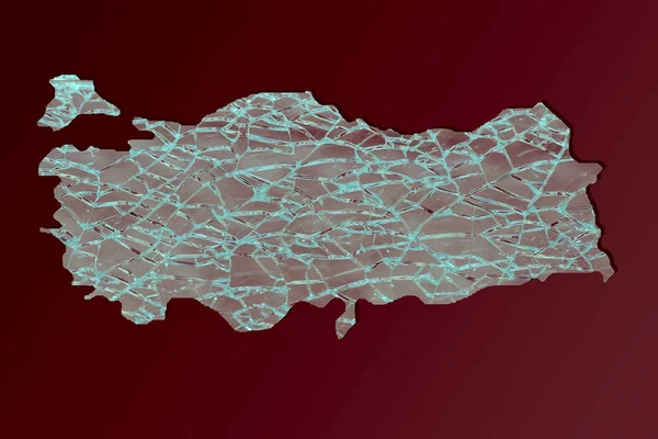 Приблизно викладена карта Туреччини зі скляними тріщинами — стокове фото