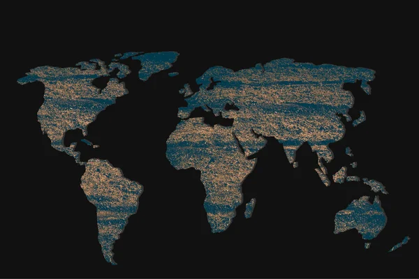 Mapa del mundo esbozado con fondo de pared — Foto de Stock