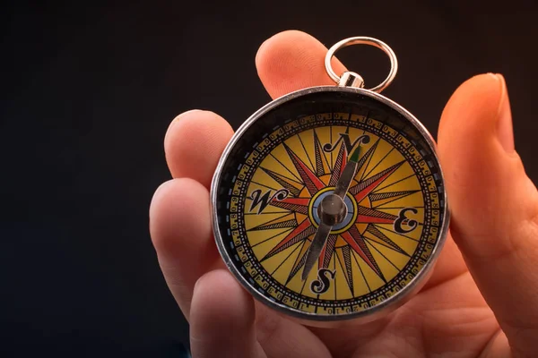 Compass in hand  as a concept of traveling and finding your life