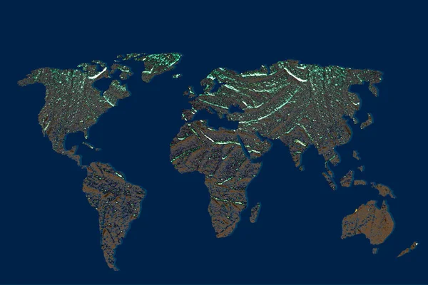 Mapa do mundo aproximadamente delineado com fundo de parede — Fotografia de Stock