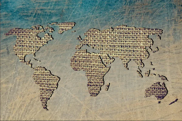 Roughly sketched out world map with patterns — Stock Photo, Image