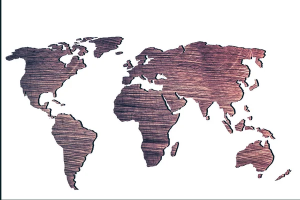 Aproximadamente dibujado mapa del mundo con relleno de madera —  Fotos de Stock