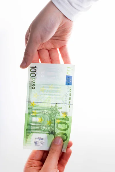 Hands exchanging euro banknotes currencies as  financial activity