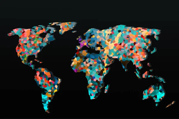 Zhruba Načrtnutá Mapa Světa Barevnými Vzory Pozadí — Stock fotografie