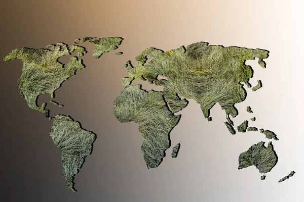 Mapa Mundo Aproximadamente Delineado Com Fundo Cinza — Fotografia de Stock