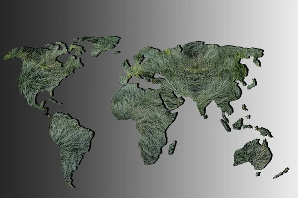 Mapa Mundo Aproximadamente Delineado Com Fundo Cinza — Fotografia de Stock