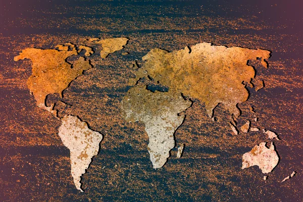 Grob Umrissene Weltkarte Mit Weißem Hintergrund — Stockfoto