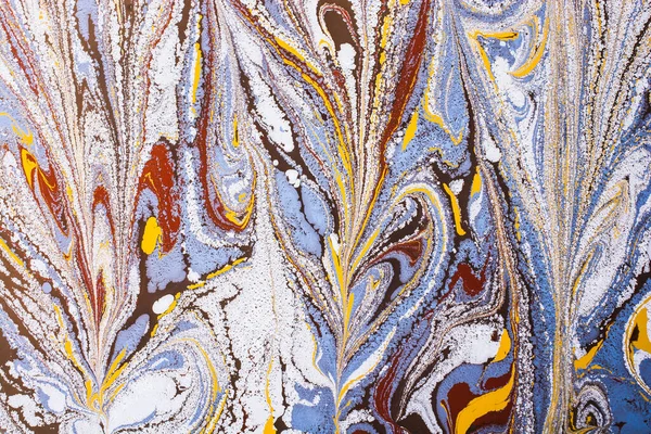 抽象的なペイントで創造的なEbruアートの背景 大理石の質感の花のパターン — ストック写真
