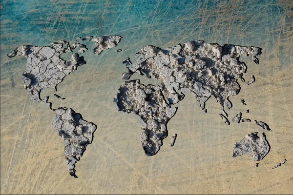 Mappa Del Mondo Grossolanamente Delineata Con Ripieni Ghiaia Pietra — Foto Stock