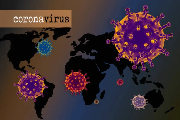 コロナウイルス病 Covid の流行とコロナウイルスインフルエンザの背景 — ストック写真