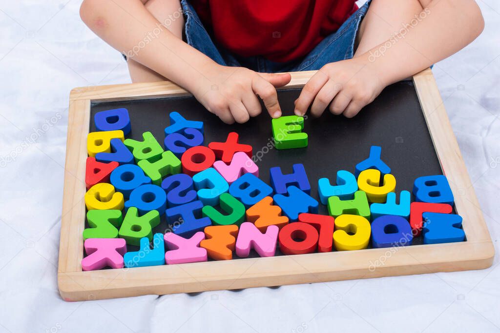 ABC alphabet cubes kindergarten education concept