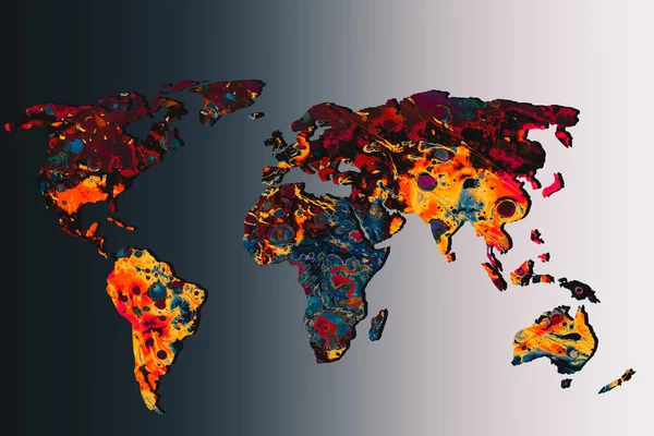 Mappa Del Mondo Approssimativamente Delineata Con Modelli Sfondo Colorati — Foto Stock