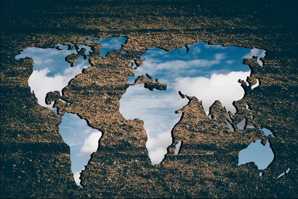 Mappa Del Mondo Grossolanamente Delineata Con Sfondo Bianco — Foto Stock