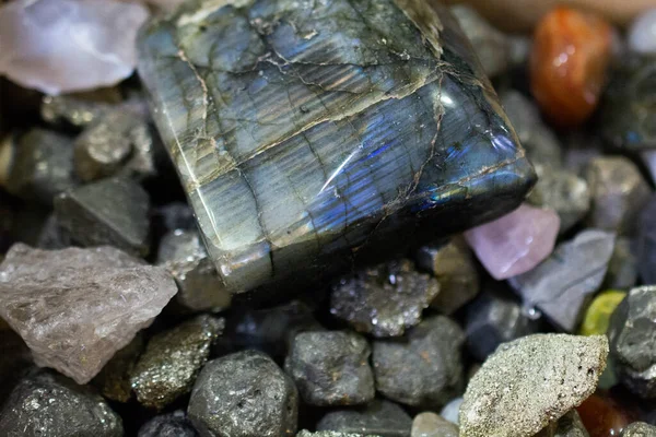 Sada Přírodních Minerálních Drahokamů Různých Barev — Stock fotografie