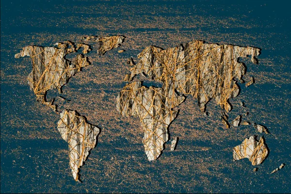 Mappa Del Mondo Grossolanamente Delineata Con Sfondo Bianco — Foto Stock