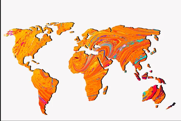 Mapa Del Mundo Esbozado Con Patrones Fondo Coloridos —  Fotos de Stock