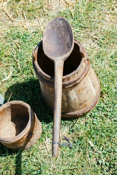 Peralatan Dapur Kayu Buatan Tangan Sendok Barang Dapur Kayu — Stok Foto