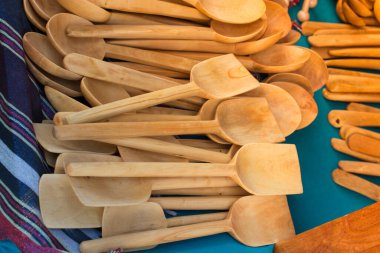 El yapımı ahşap mutfak aletleri kaşıklar tahta mutfak eşyaları