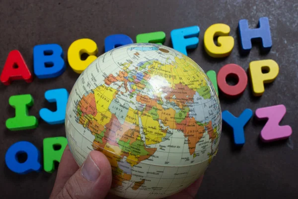 Alfabeto Abc Letras Madeira Para Conceito Educação Precoce — Fotografia de Stock