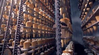 Fabrika mekanizması kaldırma ve gofret külah dondurma ile satırlarının düşürücü