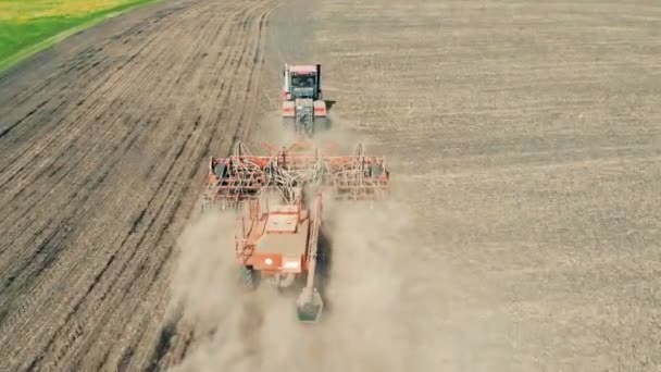 Speciální traktor do práce, horní pohled. — Stock video