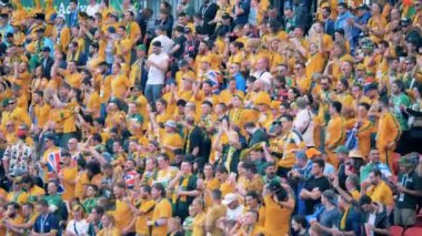 Kazan, Rusya - 16 Haziran 2018: Avustralya destekçileri bir Stadı 4k