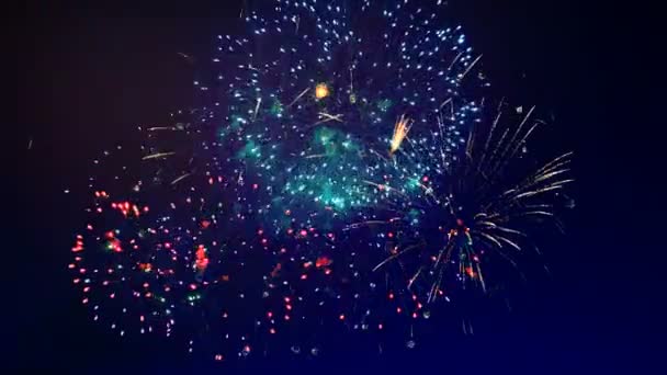 Molti fuochi d'artificio nel cielo di notte . — Video Stock