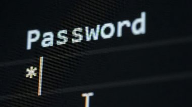 Hacker erişim alır, tipik bir parola, yakın çekim.