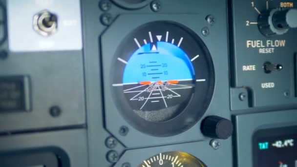 Close up of an attitude indicator of an airplane — Stock Video