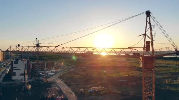 Lugar de construcción. Vista aérea . — Vídeo de stock