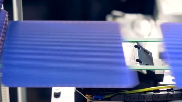 Modern high-tech industrial equipment manufacturing hight-tech solar energy components. — Stock Video