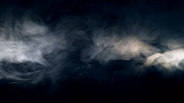 Nubes de humo sobre el fondo oscuro. Niebla, humo, nube aislada sobre un fondo negro . — Vídeo de stock