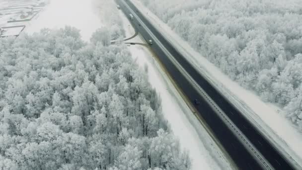 Cámara volando a lo largo de invierno . — Vídeos de Stock