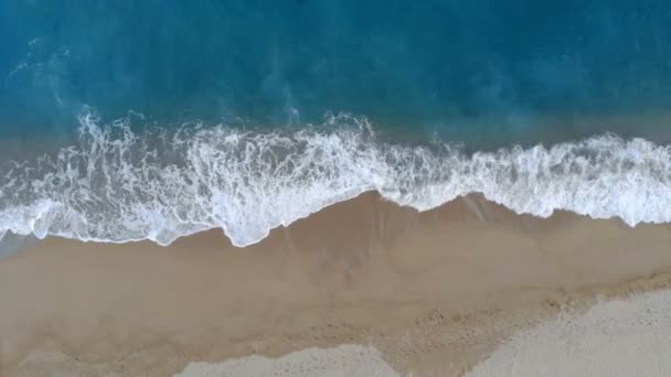 Top view of a seashore and waves running along it — Stock Video