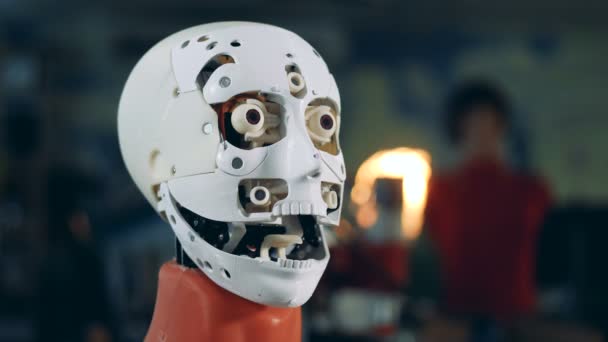 Boca Robot Mecánico Está Abriendo Cerrando — Vídeo de stock