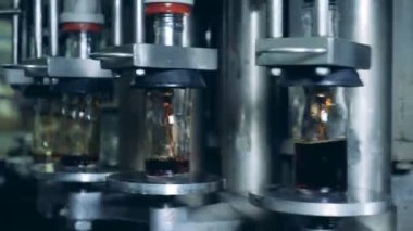 Dönen makine alkol şişe dökülen. Viski ve brendi damıtım.