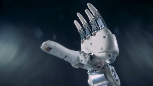 Mão robótica protética, de perto . — Vídeo de Stock